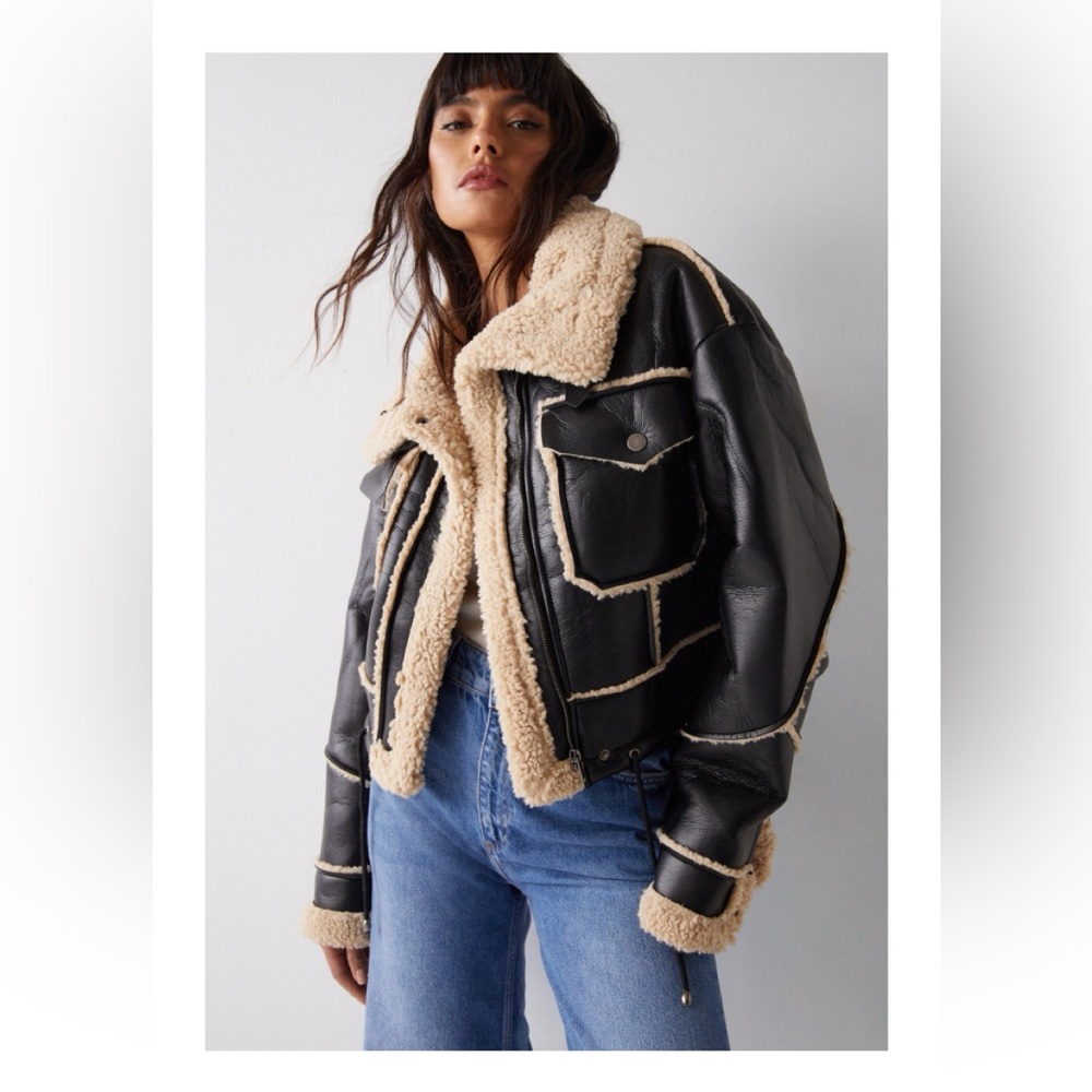 BLANKNYC VEGAN LEATHER SHERPA JACKET